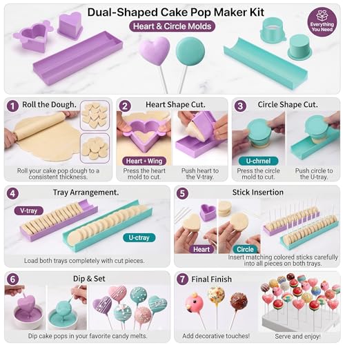 Cake Pop Making Kit with 2 Cake Pop Molds and Stand - color: White + Purple + Blue