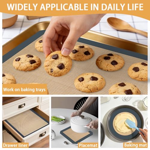SenseYo 6 Pcs Silicone Baking Mat Non Slip Reusable BPA Free Silicone Rectangular Bakeware Sheet Liner for Cookies Pastry Bread Dough Prep Oven Counter (Gray) - color: Gray