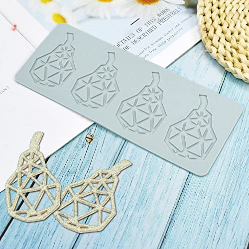 TUKE 3D Hollow Lace Fondant Molds Fruits Leaf Shape Lace Mat Party Cake Decoration Tool Cupcake Mat Silicone Molds for Polymer Clay Chocolate Baking Gummy Mould (Pear_9x3.52x0.12inch_J) - size: Pear_9x3.52x0.12inch_J