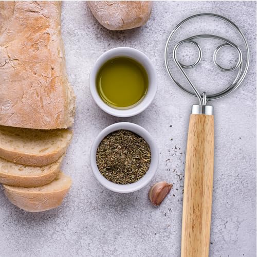Zulay Kitchen Double-Eye 13" Danish Dough Whisk - color: Acacia | Double Eye