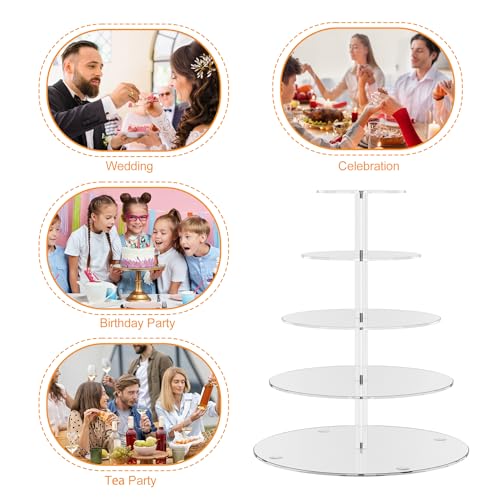 5 Tier Round Cupcake Stand for 50 Cupcakes Acrylic Cupcake Tower