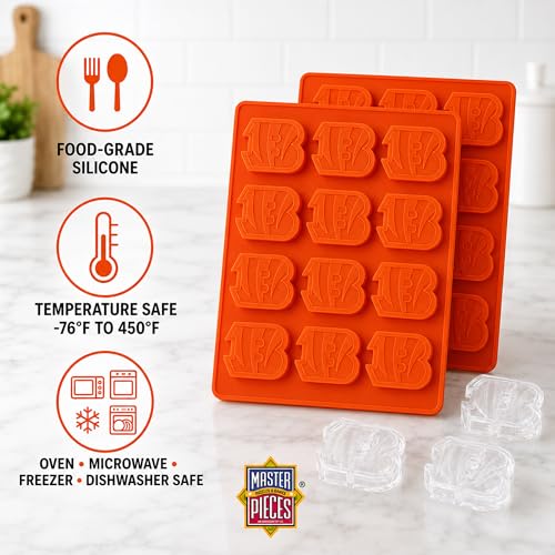 MasterPieces Game Day Set - FanPans NFL Cincinnati Bengals - Silicone Ice Cube Trays Two Pack - Dishwasher Safe - style: Cincinnati Bengals