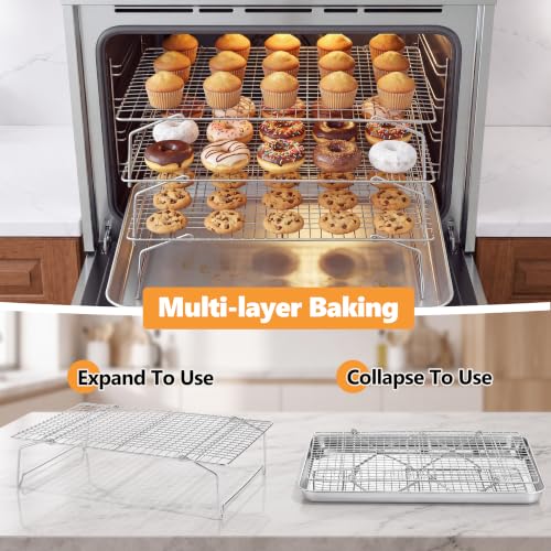 Leonyo 2-Tier Stackable Cooling Rack, 15 x10 Inch Wire Baking Racks - color: Silver