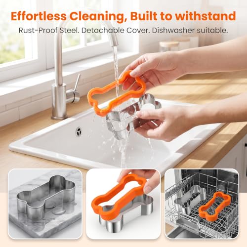 3 Pcs Dog Bone Cookie Cutters, Stainless Steel Biscuit Cutters Set