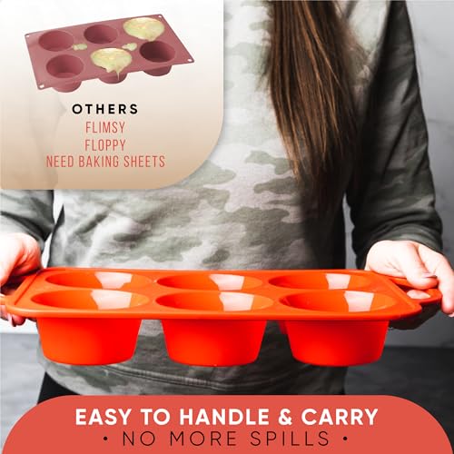 Silicone Muffin Pan, Regular Size 6 Cup Nonstick Cupcake Pan, BPA-Free - color: Red, size: Regular (6 Cups Pan)