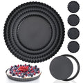 Ziliny 8 Pcs Tart Pan with Removable Bottom, Round Fluted Quiche Pans