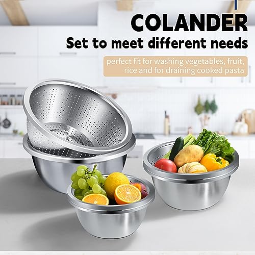 Gulex Colander Stainless Steel 3-quart with Bowls,Strainer for Kitchen(2PC) - color: Black, size: 3QT