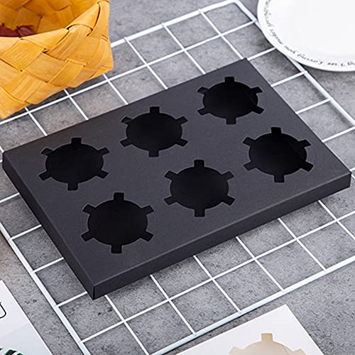 10 Gift Boxes Transparent Cake Boxes ，6 Holes Inserts Cupcake & Dessert Boxes | Tall Transparent Cupcake Box | Insert in White,orBlack | Fits Muffin & Cupcakes Cases（9.4"x 6.7" x 3.9" ） (black)
