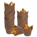 uxcell 50 Pcs Tulip Baking Cups Cupcake Muffins Liners Aluminum Foil Paper Greaseproof Wrappers for Weddings Birthday Party Festivals Christmas, Gold/Coffee - color: Gold/Coffee, size: 3.1