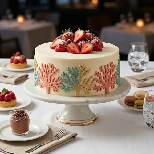Restaurantware Pastry Tek Fondant Impression Mat 1 Reusable Fondant Embosser - Coral Pliable Silicone Cake Impression Mat Dishwashable For Cake Decoration - style: Coral