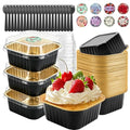 Mini Cake Pans with Lids, Square, 30 Pack, 5 oz, Black - color: Black, size: 5oz-30pcs