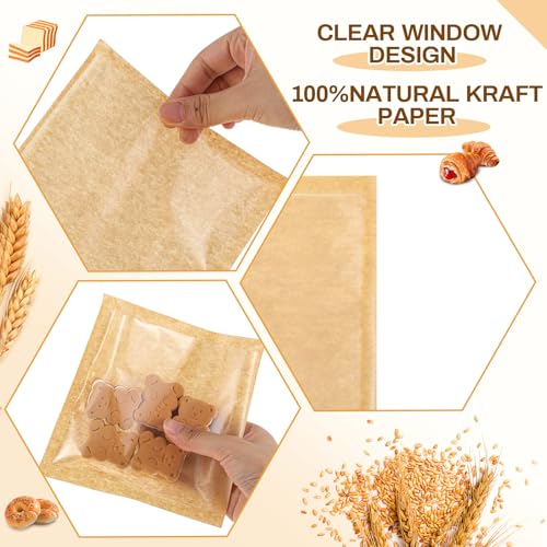 Outus 100 Pcs Cookie Packaging Bags with Seal, 5.7 x 6.5 Inch, Brown - color: Brown, size: 5.7 x 6.5 Inch