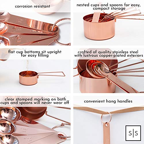 Styled Settings Copper Measuring Cups and Spoons Set, 8-Piece - color: Copper