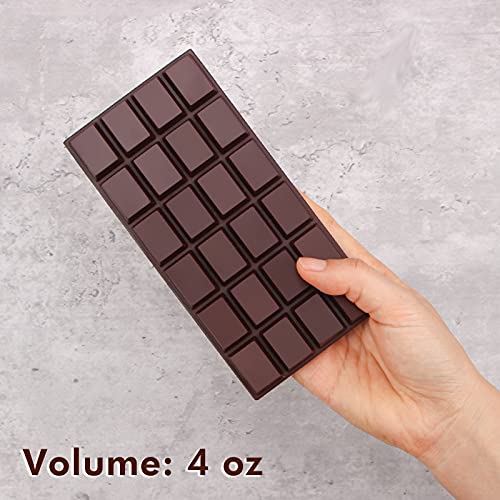 Webake Chocolate Bar Mold Silicone Break-Apart Candy Bar Molds 2 Pack for 4 Ounce Chocolate Chunk Protein Energy Bar Jumbo Chocolate Candy Bar, Easy Release Candy Molds Baking Pan - style: Chocolate Bar