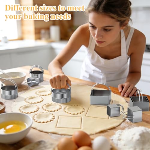 Biscuit Cutter Set of 10 pcs, Square and Fluted Cookie Cutter Set - size: 2 set