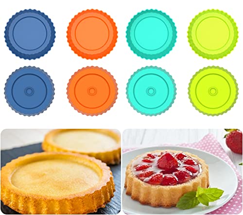 Webake Silicone Quiche Pan, 8pcs Fluted Tart Pans 5 Inch Round Baking Molds Small Maryann Cake Pans for Baking - Multicolor - size: Quiche