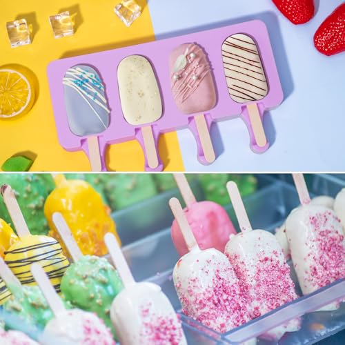 Ozera Popsicles Molds, 2 Pack Silicone Cake Pop Molds Cakesicle Maker Set - color: Blue and Purple