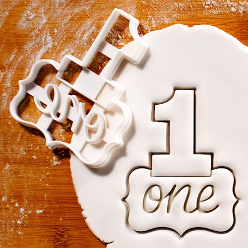 BAKERLOGY Number One Cookie Cutter - Detailed Biscuit Cutter Design for Baking and Crafts, ideal on fondant, dough, clay