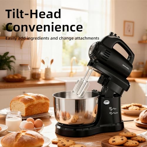 3.2QT 2-in-1 Stand Mixer, Black - color: Black, size: 3.2QT