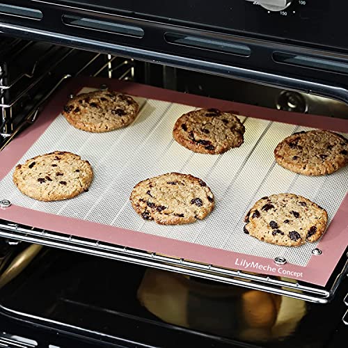 | Silicone Baking Mat with Button | BPA Free Large Nonstick Kitchen Professional Reusable Heat Resistant Baking Half Sheet Bakeware Mats for Cookies, Bread and Pastry(2pc)