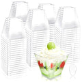Jnnzzggu 100Pcs 3.5 oz Mini Dessert Cup with Spoons,Square Plastic Dessert Cups,Clear Parfait Appetizer Cup for Ice Cream,Birthday,Parties,Jellies,Nuts,DIY,Wedding - size: 100pcs 3.5oz