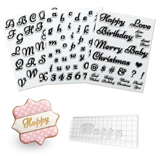 4PCS Alphabet Cake Stamps for Biscuit Fondant Cookie, Cute Fondant Stamp - color: Clear 1