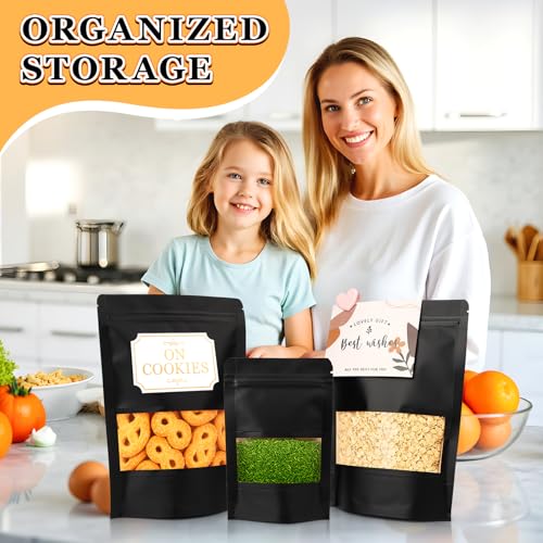 100 PCS Resealable Bags for Small Business, Trail Mix Bag|5.5x7.9in - color: Black, size: 5.5x7.9in
