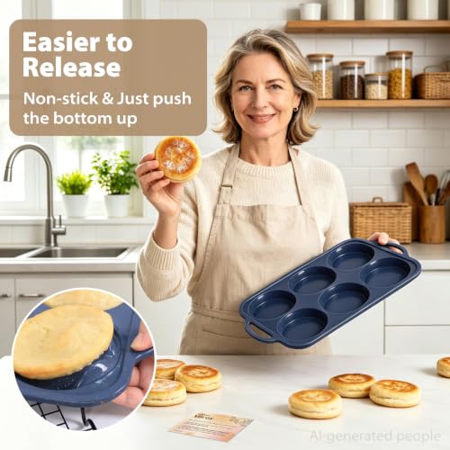 4 Inch Jumbo Silicone Muffin Top Pan with Frame Non Stick Egg Mold Baking - color: Gray