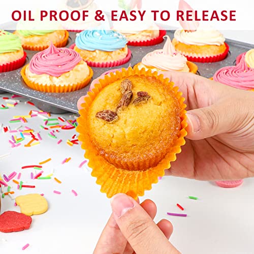 Caperci 500pcs Orange Cupcake Liners for Baking Standard Paper Muffin Cups - color: Orange
