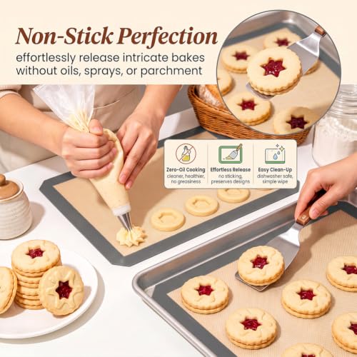 2PCS Silicone Baking Mat, Non Stick Reusable Baking Sheet for Oven – Cookie Candy Making Pastry Rolling Heat Resistant Silicone Mats for Baking, Red, 12 x 8 Inches - color: Dark gray