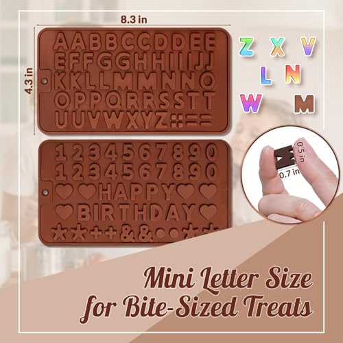 HKNMTT Letter Molds Silicone for Chocolate 2PCS, Small Mini Size for Alphabet Decorating Birthday Cake Strawberries Lollipop Fondant, Heart Shaped Gift Choice, Non-stick BPA Free Moulds - style: Letter Number 2PCS