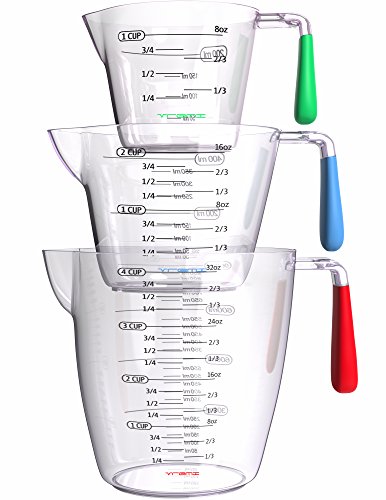 Vremi 3 Piece Plastic Measuring Cups Set BPA Free Stackable Measuring Cups