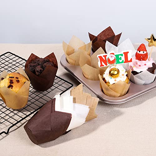 Bake Choice Standard Tulip Cupcake Liners for Baking, Brown Muffin Liners - color: Brown