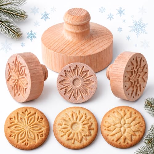 3 Set Starburst Cookie Stamps, 2.5" Springerle Molds for Baking - style: Starburst