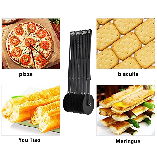 Pastry Roller Cutter, Stainless Steel Dough Cutter with Adjustable Wheel and Locking Knob, Multi Wheel Pastry Knife for Pizza Pasta Cookies (7 rounds) - size: 7 rounds
