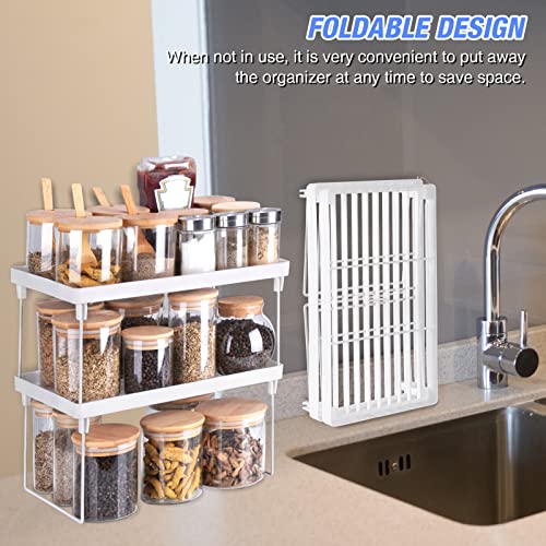NiHome 2-Pack Stackable Plastic Kitchen Storage Shelf Foldable Rack, White - size: 2-Pack