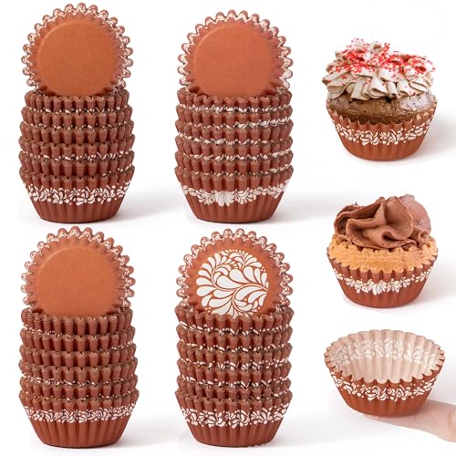 COcnny Cielito Lindo Cupcake Liners - 600pcs Mexican Mini Cupcake Paper Liners, Flower Baking Cups Muffin Wrappers, White Brown Candy Cake Chocolate Wrap Making Supplies for Party Mexico (4 Styles) - style: Mini Mexican Pattern