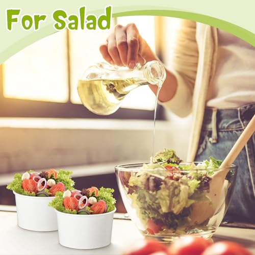 Fulmoon 6 oz 100 Pack Paper Containers with Lids Soup Bowl Cup, White - color: White, size: 6 oz