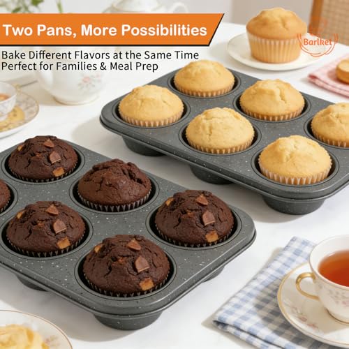 2 Pack Jumbo Muffin Pan, 6 Cup Large Cupcake Pan Muffin Tin Grey