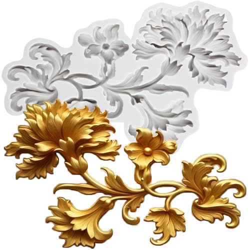 Lingzhi Baroque Fondant Mold Curlicues Relief Scroll Lace Silicone Molds - color: Style B