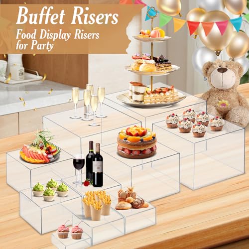 10 PCS Buffet Risers, Large Food Risers for Buffet Table, Dessert Display - color: Transparent, size: 10" 9" 8" 7" 6" 5" 5" 4" 4" 3"