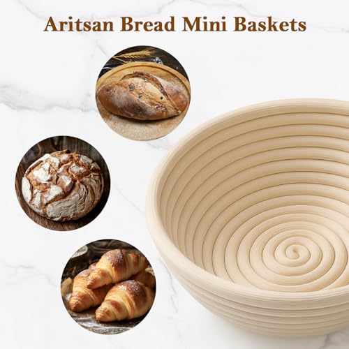 6 Pack 5 Inch Mini Banneton Bread Proofing Baskets, Small Sourdough Bread Baking Supplies for Artisan Bread Baking, Dough Rising - size: 5"Round Basket-6 PCS
