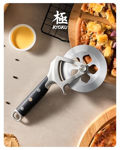KYOKU 4in Pizza Cutter, Detachable High Carbon Steel Wheel with Blade Cover - size: Pizza Cutter with Blade Cover