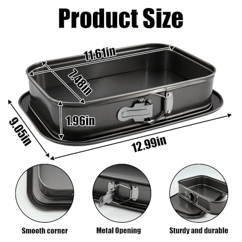 11.61×7.48 Inch Non-Stick Rectangle Springform Cake Pan Removable Bottom