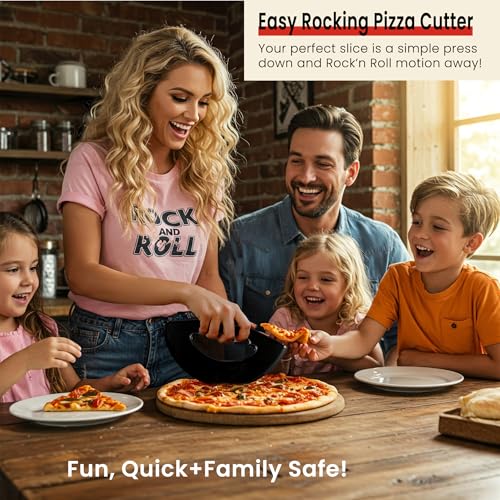 Smartwares Rock and Roll Pizza Cutter, Plastic Rocking Slicer, Made in USA - color: Black