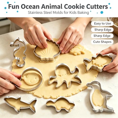 Ocean Animals Cookie Cutter Set, Under the Sea Cookie Cutter Set - color: Marine