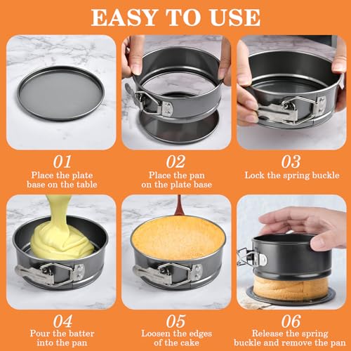 4.8 Inch Mini Springform Pans with Removable Bottom for Baking, Round,8 Pcs