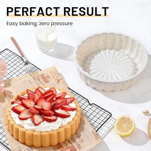 Vinino Charlotte Cake Pan, 8 Inch Silicone, Cream - size: Charlotte Mold
