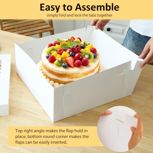 Moretoes 12pcs 14x14x6 Inch Cake Boxes for Tier Cakes for Wedding, Birthday - size: 14*14*6in