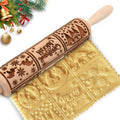 Christmas Embossed Rolling Pin for Baking Cookies Embossing Rolling Pins with Design Wooden Engraved Springerle Roller Pin Dough Patterned Clay Pottery Ceramic Bakers Women (Nativity Patterns) - color: Nativity